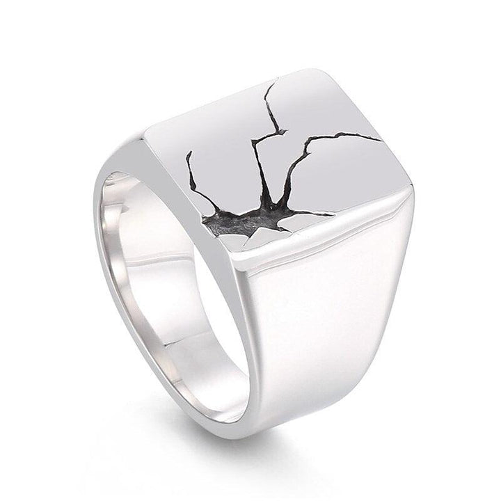 KALEN Punk Cracks Charm Ring Men Stainless Steel 316L Shiny Jewelry #9 #13.