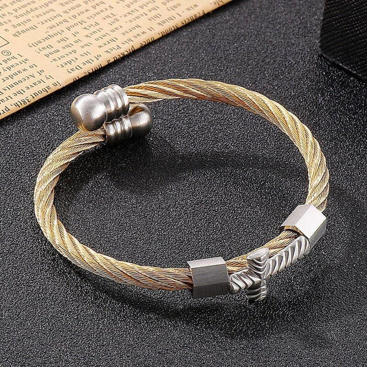 Kalen Punk Cross Accessories Twisted Wire Chain  Stainless Steel High Quality Bangles Men's Jewelry.