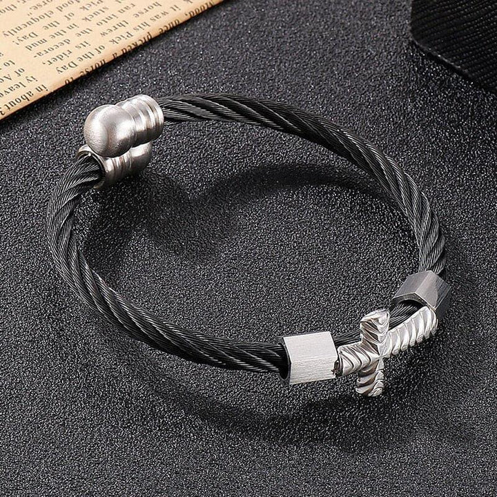 Kalen Punk Cross Accessories Twisted Wire Chain  Stainless Steel High Quality Bangles Men's Jewelry.