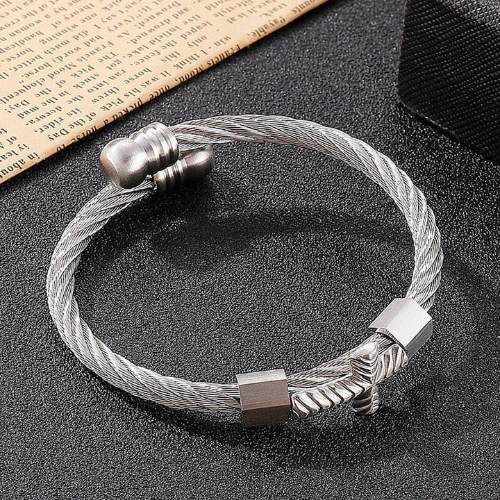 Kalen Punk Cross Accessories Twisted Wire Chain  Stainless Steel High Quality Bangles Men's Jewelry.