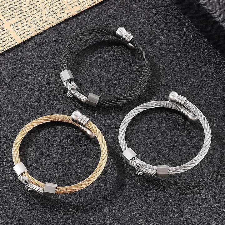 Kalen Punk Cross Accessories Twisted Wire Chain  Stainless Steel High Quality Bangles Men's Jewelry.