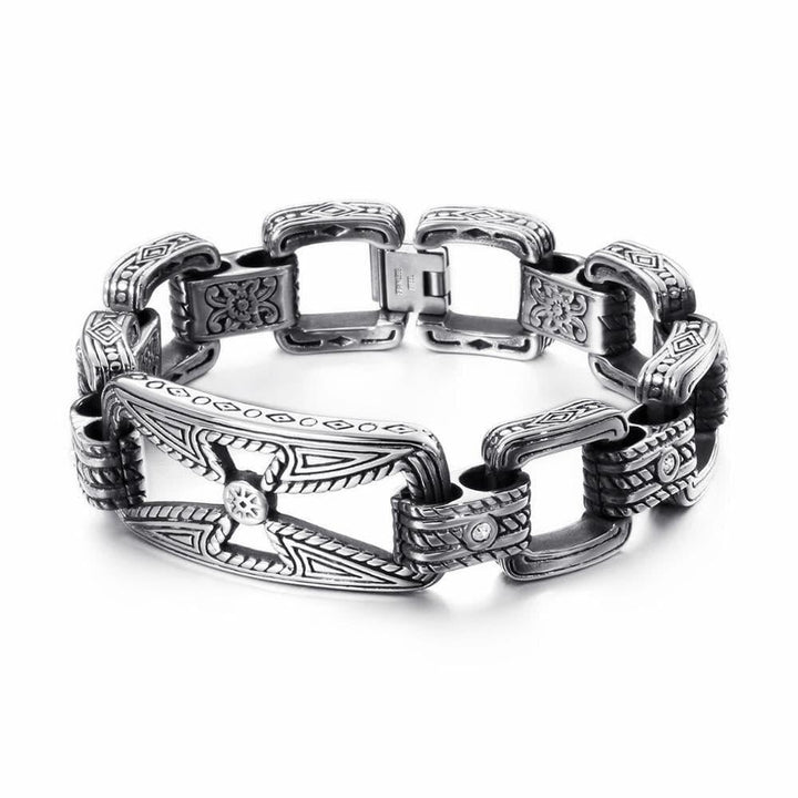 KALEN Punk Cross Bracelet Men's Stainless Steel 21.5cm 22cm Cross Cruz Charm Bracelet Heavy Chunky Bangle Jewelry Accessories.