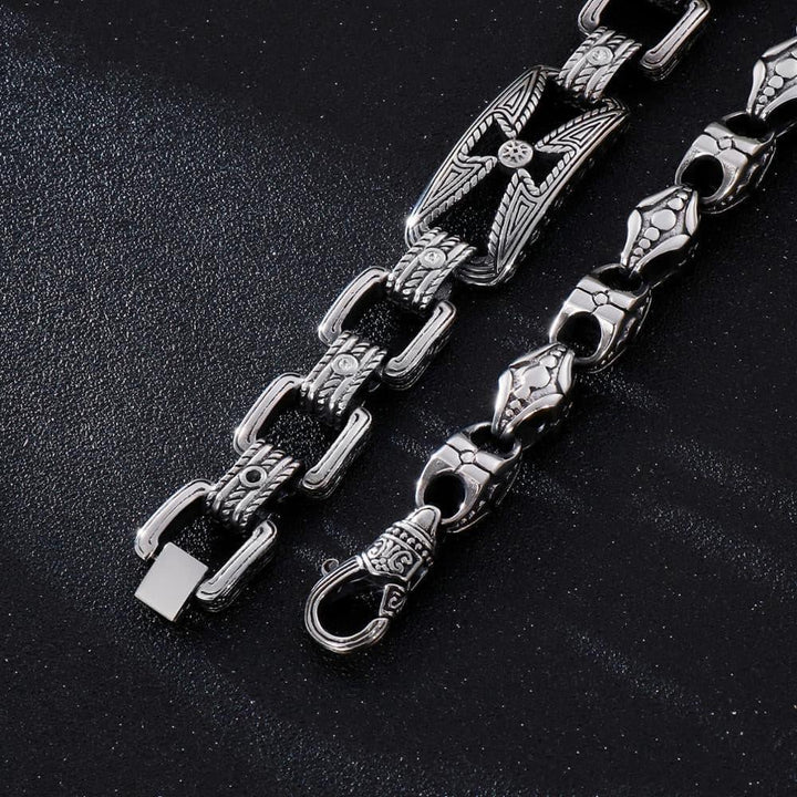 KALEN Punk Cross Bracelet Men's Stainless Steel 21.5cm 22cm Cross Cruz Charm Bracelet Heavy Chunky Bangle Jewelry Accessories.