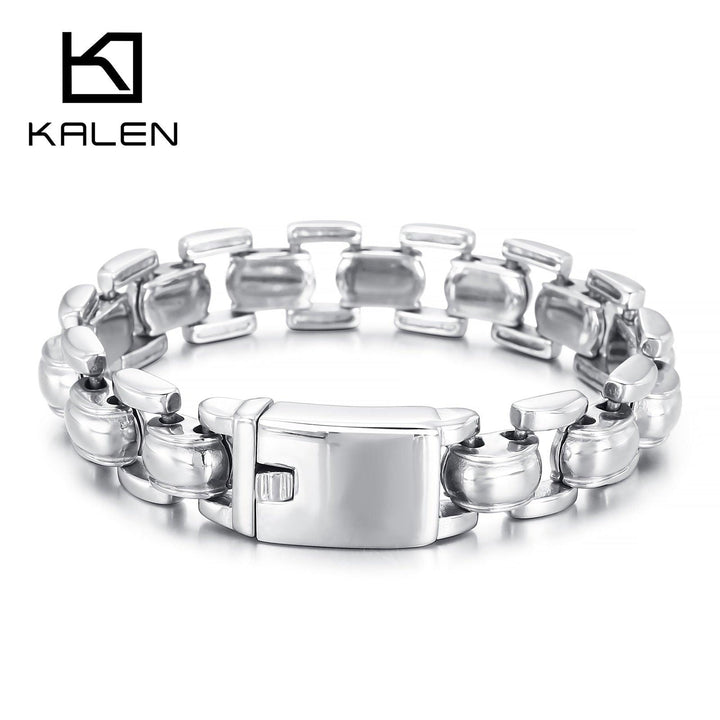 KALEN Punk Cutting Bracelets For Men Stainless Steel Charm Link Chain Brecelets Jewelry.