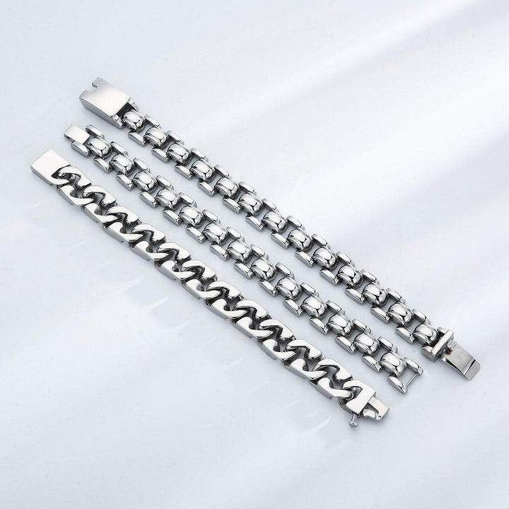 KALEN Punk Cutting Bracelets For Men Stainless Steel Charm Link Chain Brecelets Jewelry.