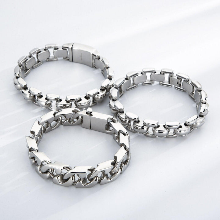 KALEN Punk Cutting Bracelets For Men Stainless Steel Charm Link Chain Brecelets Jewelry.