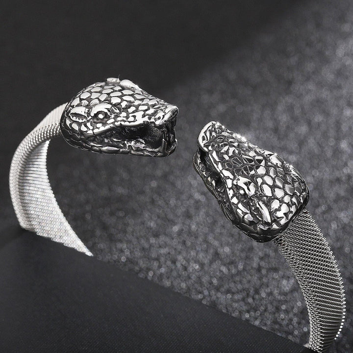 Kalen Punk Double Snake Head High Quality Stainless Steel Men's Animal Bangles Bracelet Mechanical Wristband Jewelry.