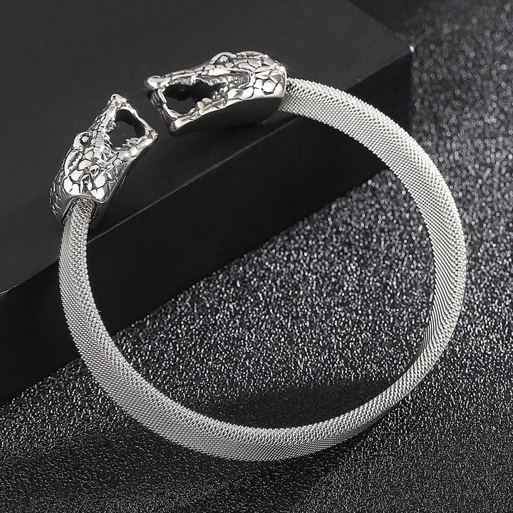 Kalen Punk Double Snake Head High Quality Stainless Steel Men's Animal Bangles Bracelet Mechanical Wristband Jewelry.