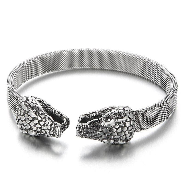 Kalen Punk Double Snake Head High Quality Stainless Steel Men's Animal Bangles Bracelet Mechanical Wristband Jewelry.