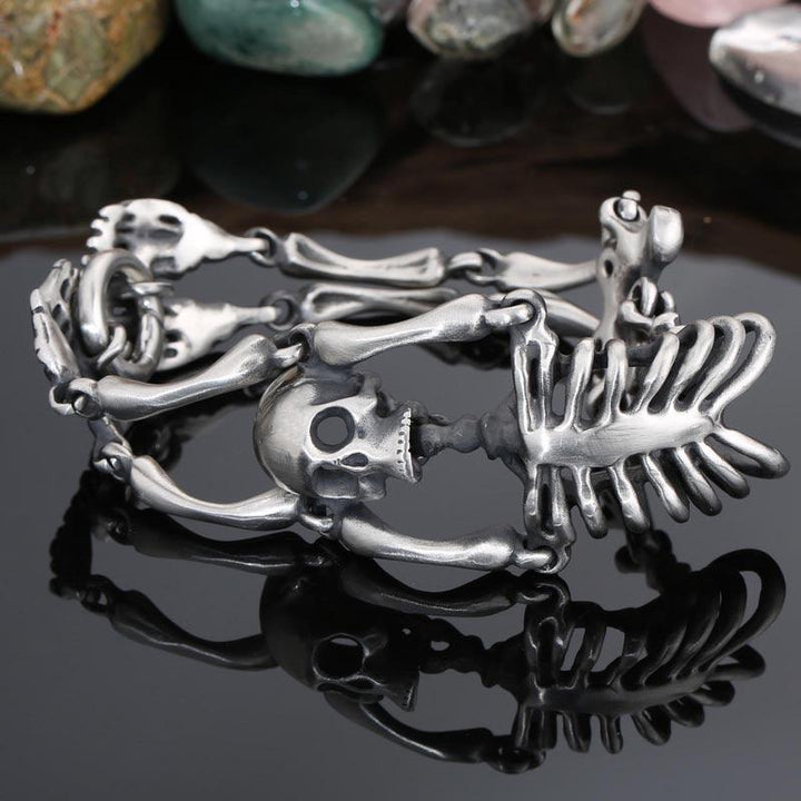 Kalen Punk Exaggerated Skull Bones Body Bracelet Bangle for Men - kalen