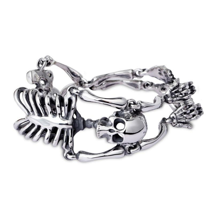 Kalen Punk Exaggerated Skull Bones Body Bracelet Bangle for Men - kalen