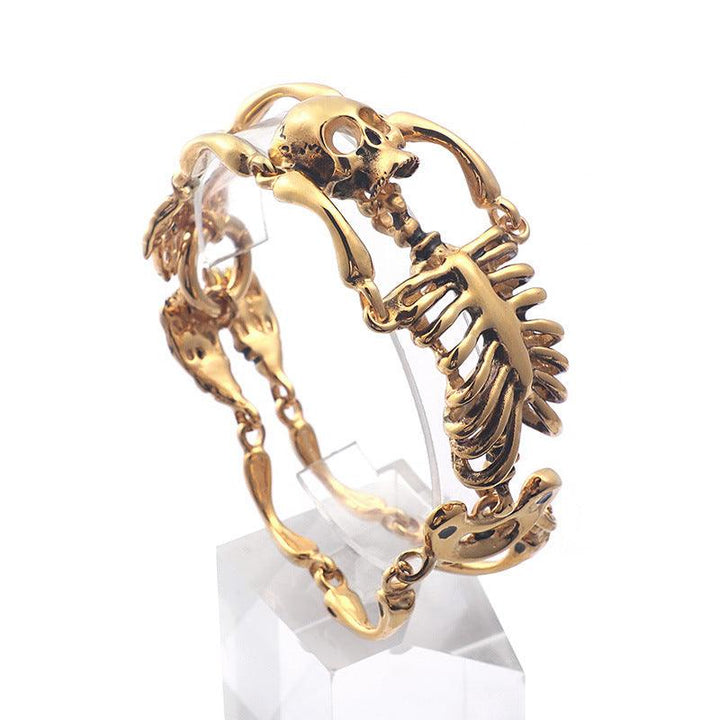 Kalen Punk Exaggerated Skull Bones Body Bracelet Bangle for Men - kalen