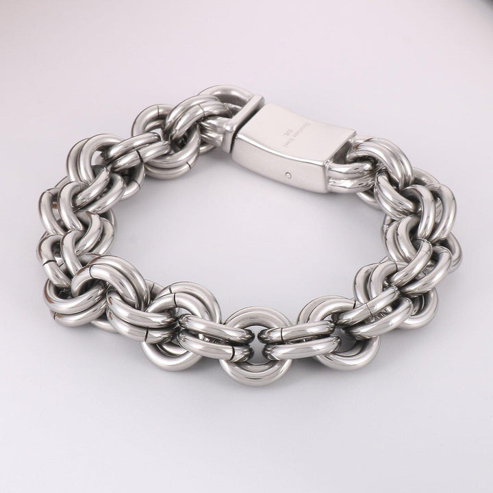 KALEN Punk Fashion Personality Double Layer O Chain Men's Retro Bracelet Stainless Steel For Men Bracelet Jewelry Gift.