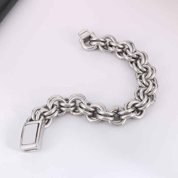 KALEN Punk Fashion Personality Double Layer O Chain Men's Retro Bracelet Stainless Steel For Men Bracelet Jewelry Gift.