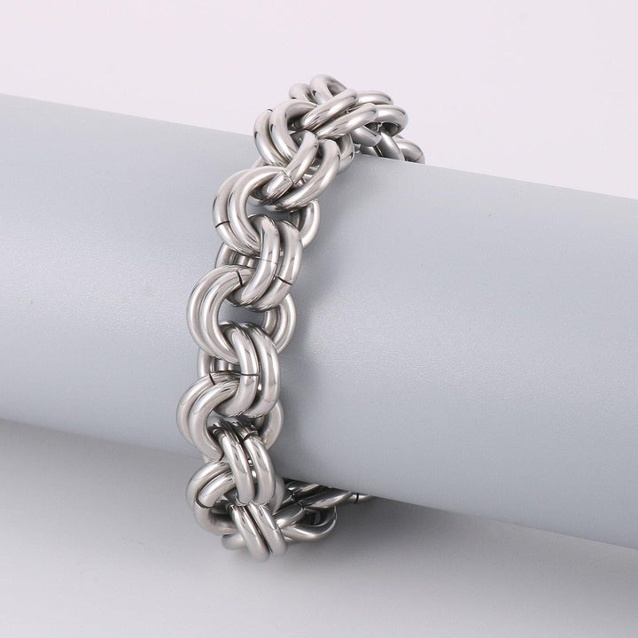 KALEN Punk Fashion Personality Double Layer O Chain Men's Retro Bracelet Stainless Steel For Men Bracelet Jewelry Gift.