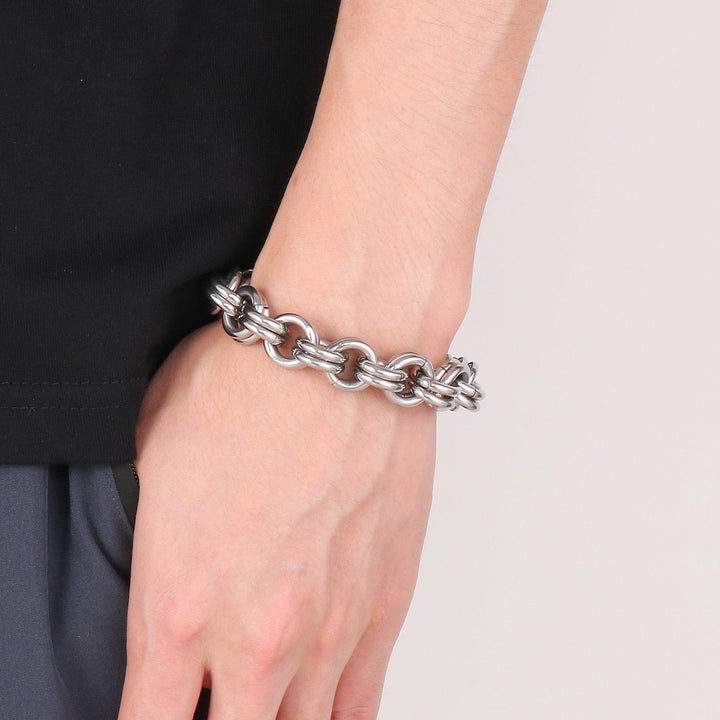 KALEN Punk Fashion Personality Double Layer O Chain Men's Retro Bracelet Stainless Steel For Men Bracelet Jewelry Gift.