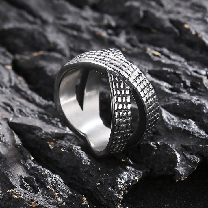 KALEN Punk Geometry Tyre Pattern Stainless Steel Ring For Men Charm Ring Jewelry Accessories.