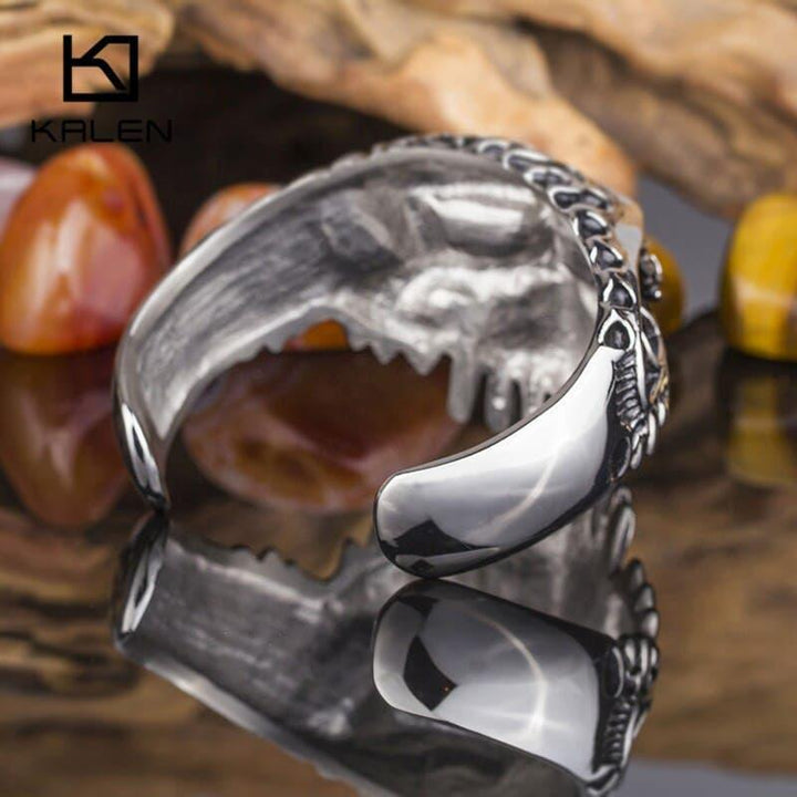 KALEN Stainless Steel Huge Skull Bangle Rock Punk Biker Cuff Bracelet Men Jewellry Gothic Accessory 2020.