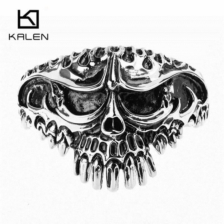 KALEN Stainless Steel Huge Skull Bangle Rock Punk Biker Cuff Bracelet Men Jewellry Gothic Accessory 2020.