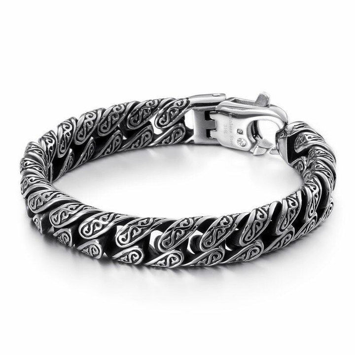 KALEN Punk Link Chain Bracelet Men Stainless Steel Mysterious Symbol Charm Pulseira Masculina Heavy Chunky Armband Jewelry.