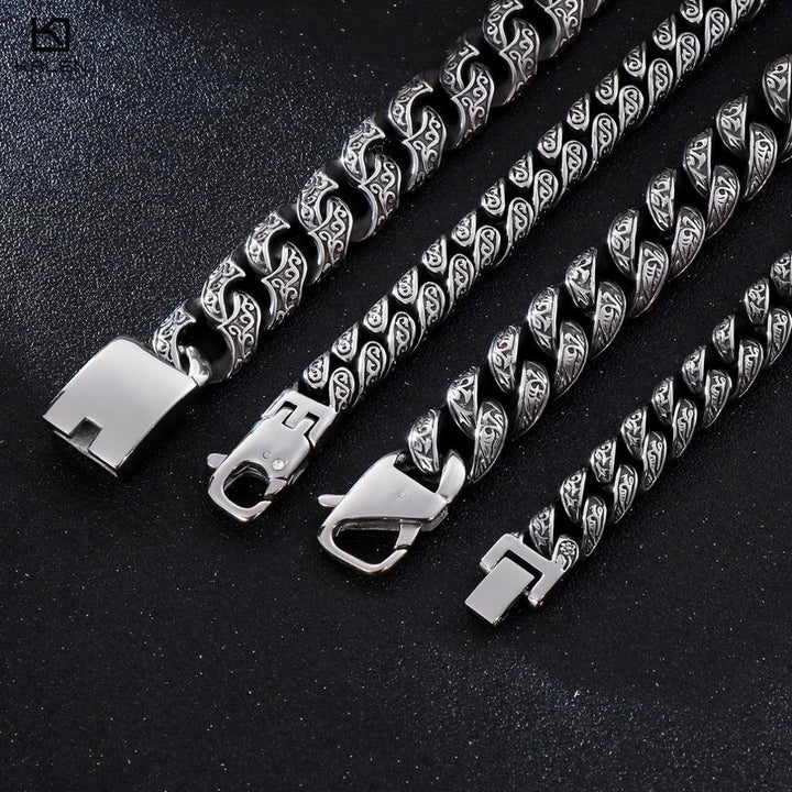 KALEN Punk Link Chain Bracelet Men Stainless Steel Mysterious Symbol Charm Pulseira Masculina Heavy Chunky Armband Jewelry.