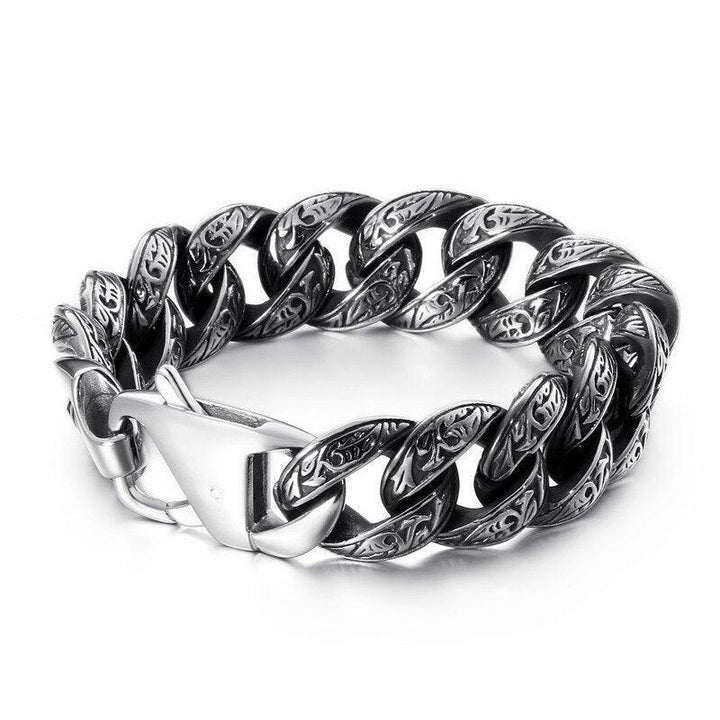 KALEN Punk Link Chain Bracelet Men Stainless Steel Mysterious Symbol Charm Pulseira Masculina Heavy Chunky Armband Jewelry.