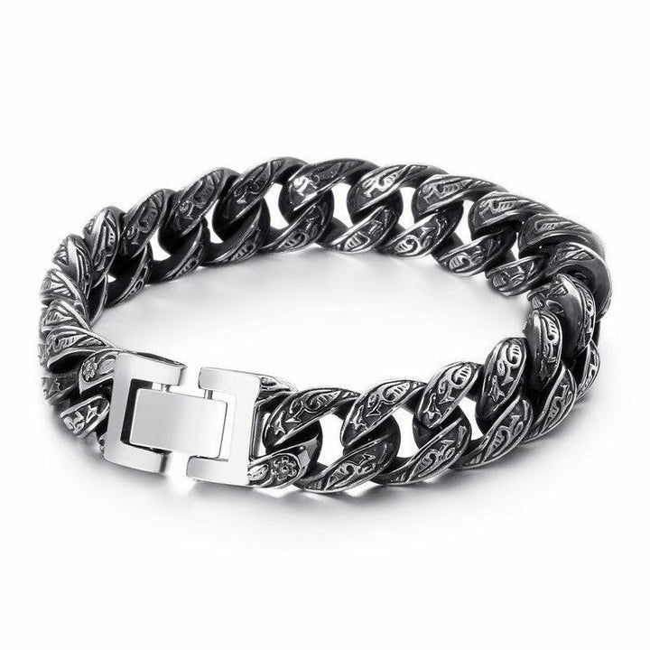 KALEN Punk Link Chain Bracelet Men Stainless Steel Mysterious Symbol Charm Pulseira Masculina Heavy Chunky Armband Jewelry.