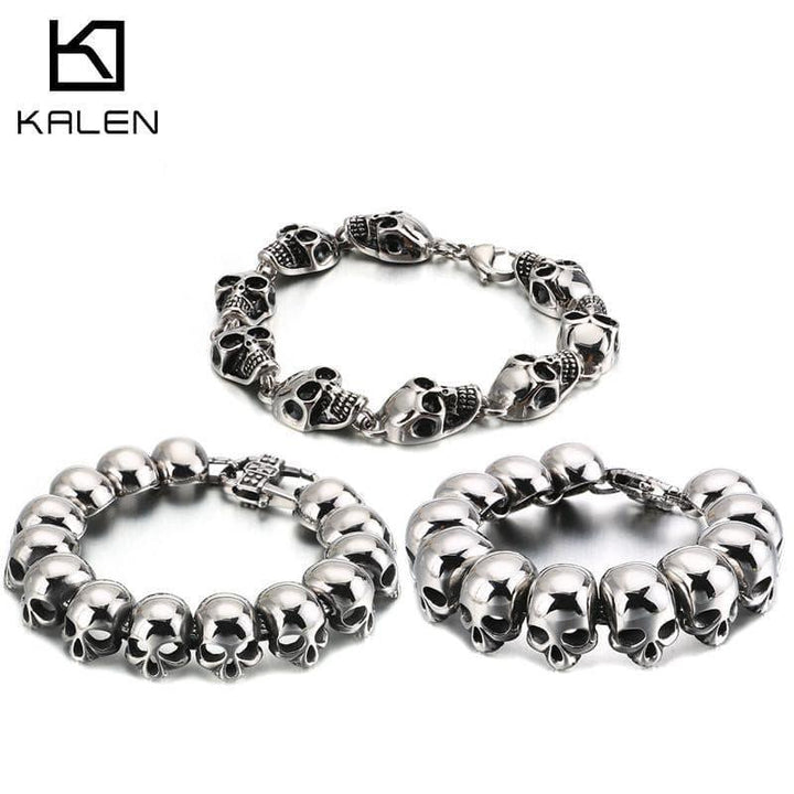 KALEN Punk Lots Of Skull Charm Bracelets Men Stainless Steel Link Chain Masculine Armband Gothic Biker Jewelry 2020.