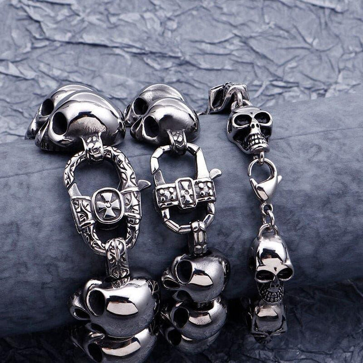 KALEN Punk Lots Of Skull Charm Bracelets Men Stainless Steel Link Chain Masculine Armband Gothic Biker Jewelry 2020.