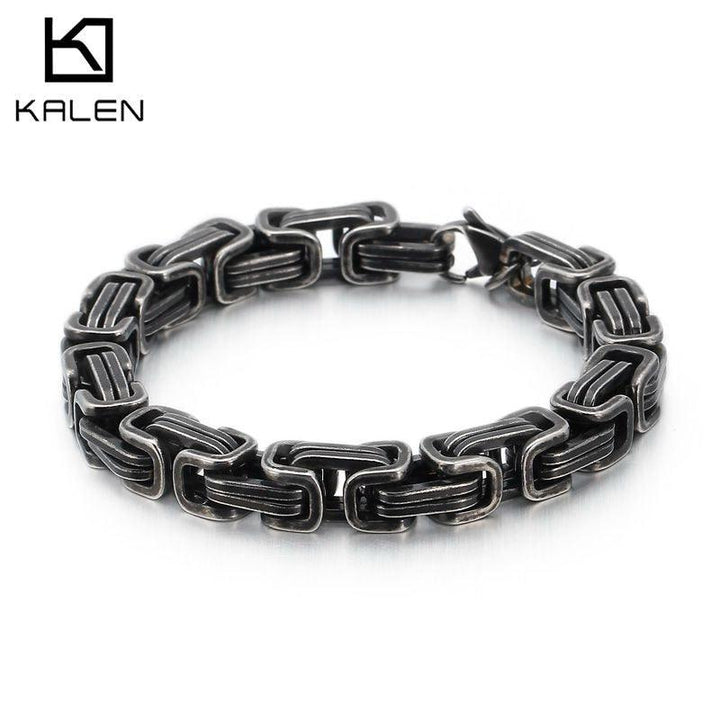 KALEN Punk Matte Byzantine Chain Bracelet Men Stainless Steel 18-24cm Ckunky 8mm Chain Wristband Jewelry.