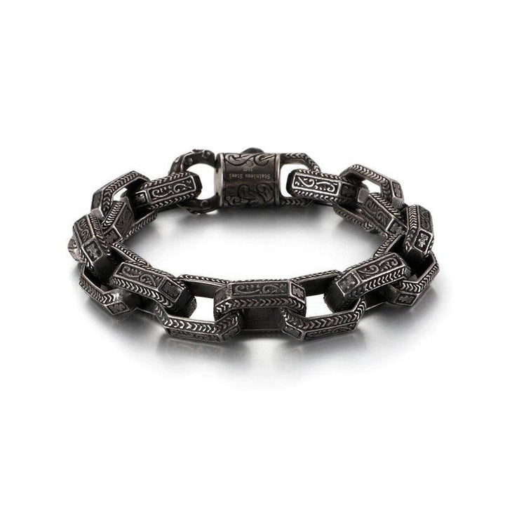 KALEN Punk Matte Link Chain Bracelet Men Stainless Steel 22.5cm Long Chunky Ancient Symbol Charm Pulsera Male Jewellry 2020.