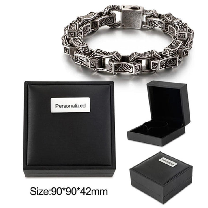 KALEN Punk Matte Link Chain Bracelet Men Stainless Steel 23.5cm Chunky Mysterious Symbol Charm Bangle Homme Jewellry 2020.