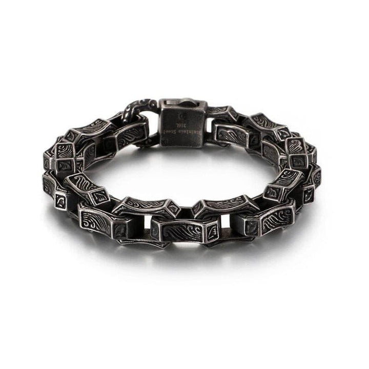 KALEN Punk Matte Link Chain Bracelet Men Stainless Steel 23.5cm Chunky Mysterious Symbol Charm Bangle Homme Jewellry 2020.