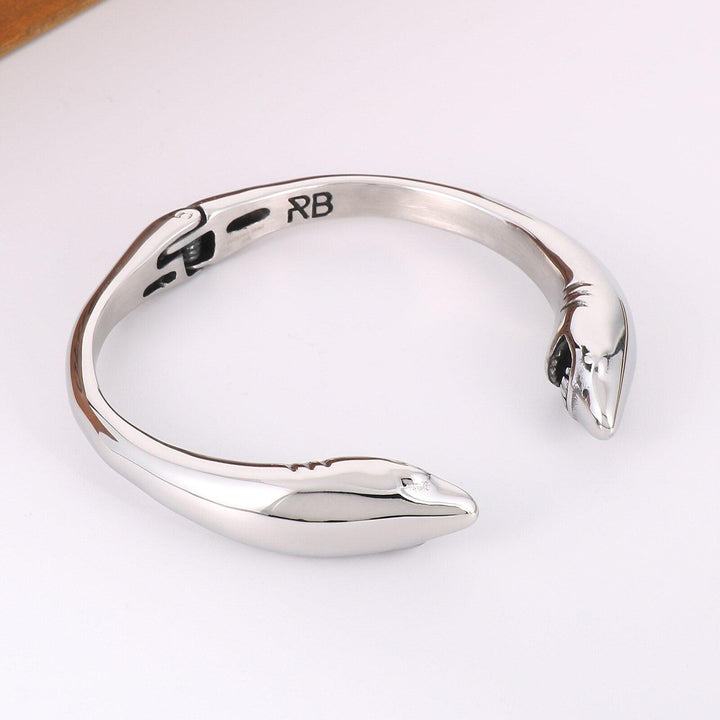 KALEN Punk Men's Stainless Steel Shark Opening Bracelet Bangles For Hand Jewelry Gift.