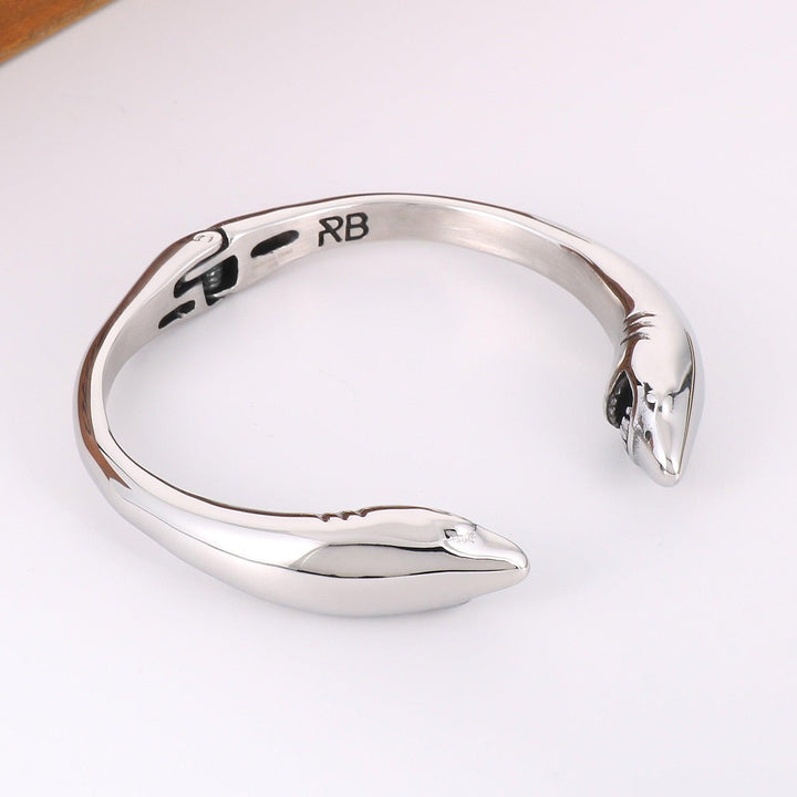 KALEN Punk Men's Stainless Steel Shark Opening Bracelet Bangles For Hand Jewelry Gift.