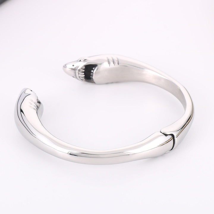 KALEN Punk Men's Stainless Steel Shark Opening Bracelet Bangles For Hand Jewelry Gift.