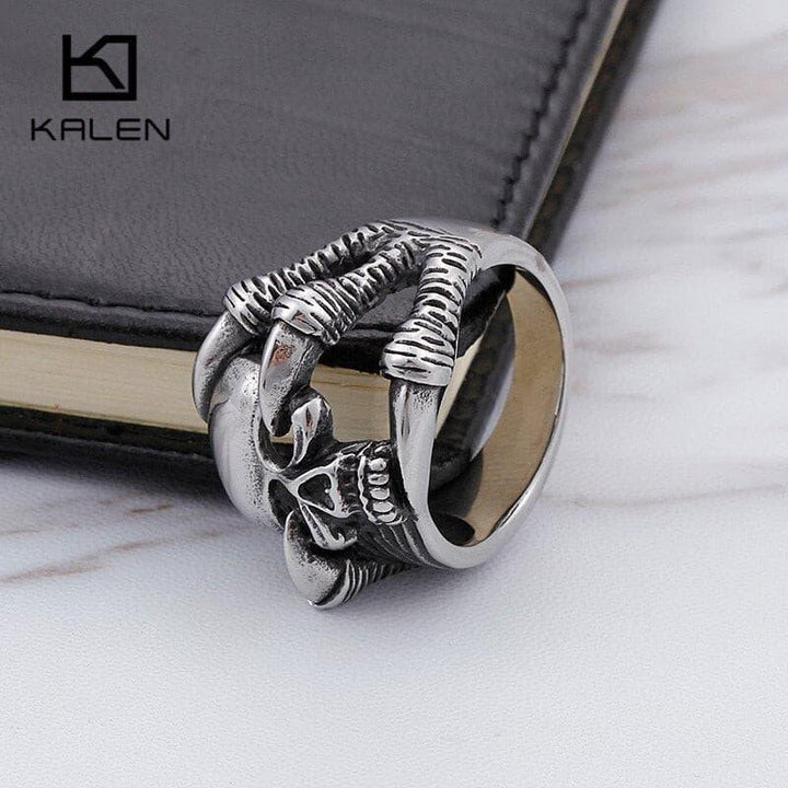 Kalen Punk Men's Stainless Steel Skull Rings Size 6-12 Skull Finger Rings Homme Gothic Women Unisex Rings Wholesale Jewelry 2018.
