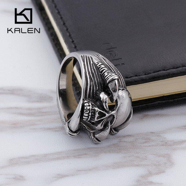 Kalen Punk Men's Stainless Steel Skull Rings Size 6-12 Skull Finger Rings Homme Gothic Women Unisex Rings Wholesale Jewelry 2018.