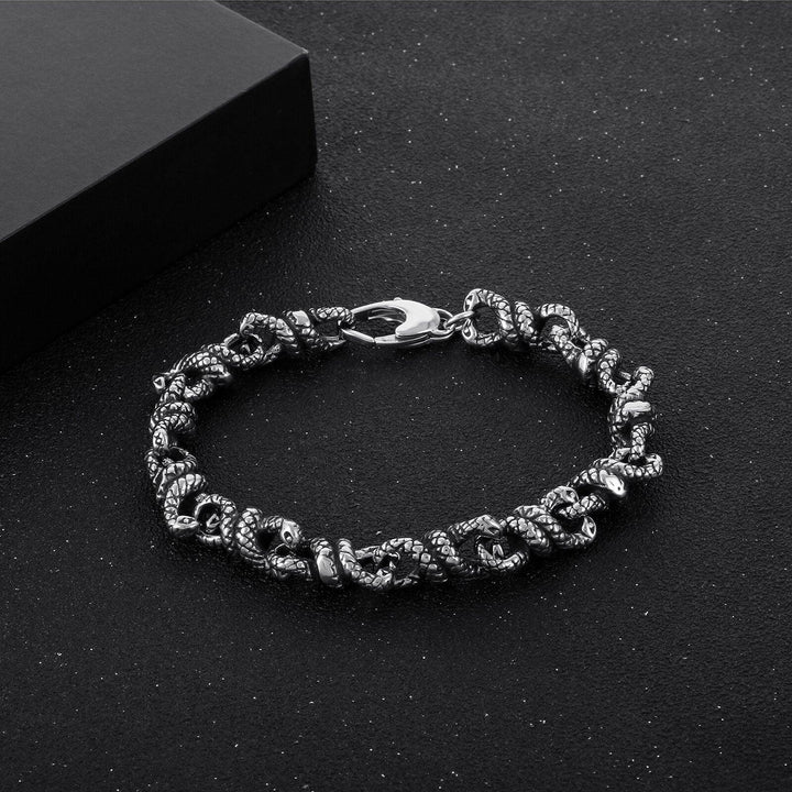 KALEN Punk Personality Retro Titanium Steel Spirit Snake Winding Bracelet For Men Jewelry Boy Gift.