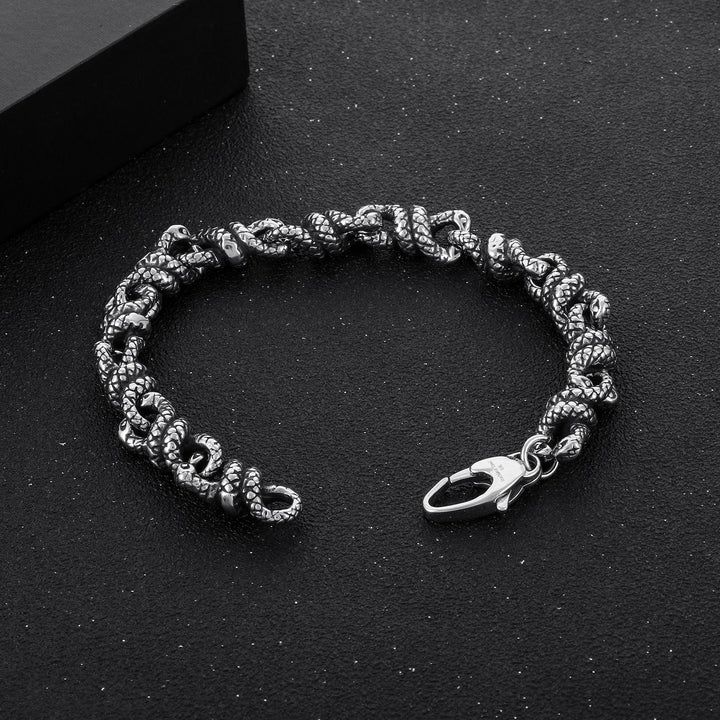 KALEN Punk Personality Retro Titanium Steel Spirit Snake Winding Bracelet For Men Jewelry Boy Gift.