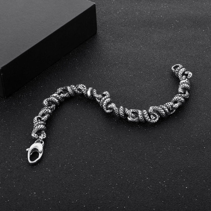 KALEN Punk Personality Retro Titanium Steel Spirit Snake Winding Bracelet For Men Jewelry Boy Gift.