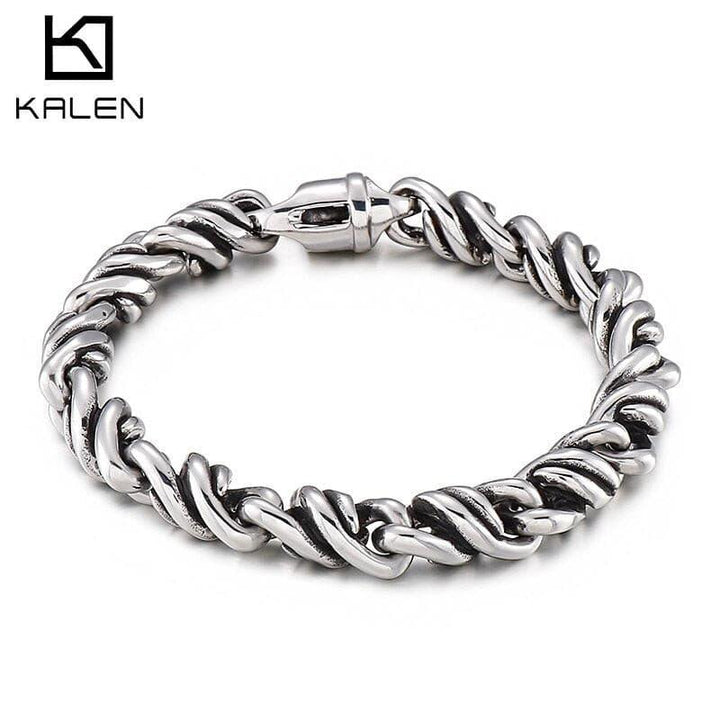 Kalen Punk Simple Twisted Chain Armband Homme High Quality Stainless Steel Bracelet Jewelry.