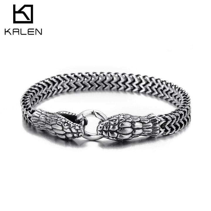 Kalen Punk Snake Chain Stainless Steel Men's Bracelet Simple Wristband Jewelry As A Gift.