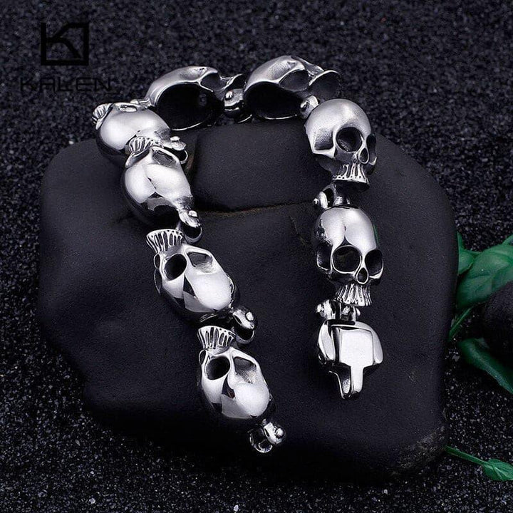 KALEN Punk Stainless Steel Lots Of Skull Charm Bracelet For Men 20.5cm Metal Biker Bangle Jewelry Gothic 2020.