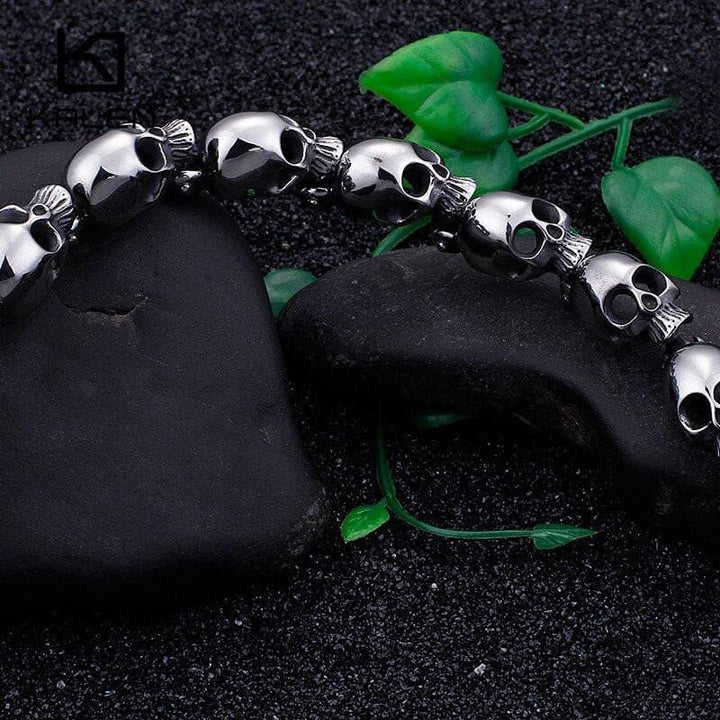 KALEN Punk Stainless Steel Lots Of Skull Charm Bracelet For Men 20.5cm Metal Biker Bangle Jewelry Gothic 2020.