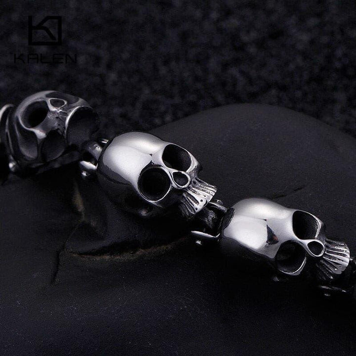 KALEN Punk Stainless Steel Lots Of Skull Charm Bracelet For Men 20.5cm Metal Biker Bangle Jewelry Gothic 2020.