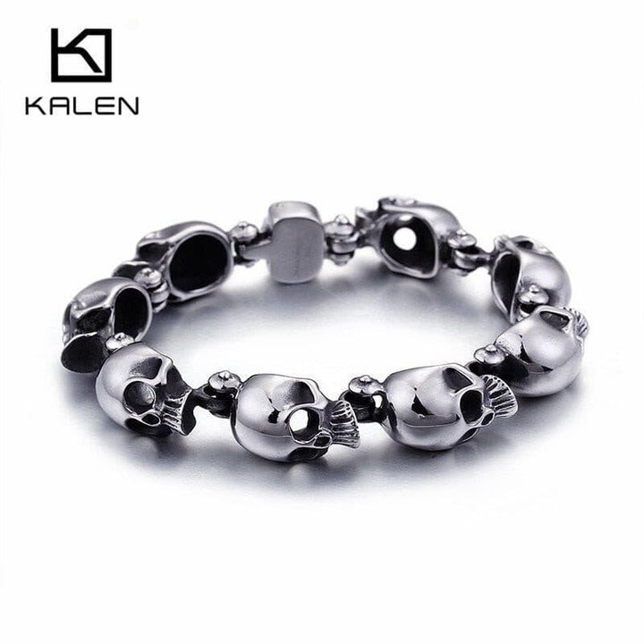 KALEN Punk Stainless Steel Lots Of Skull Charm Bracelet For Men 20.5cm Metal Biker Bangle Jewelry Gothic 2020.