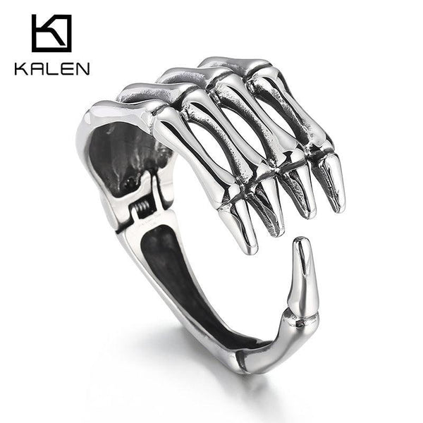 Kalen Punk Stainless Steel Skull Claw Cuff Bracelet Bangles for Men - kalen