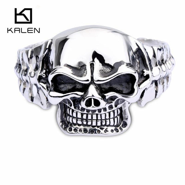 Kalen Gothic Stainless Steel Skull Bangles Rock Punk Bracelet Men's Cool Jewelry Accessories Gift.