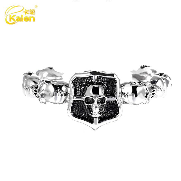 Kalen Punk Stainless Steel Skull Cuff Bracelet Bangles for Men - kalen